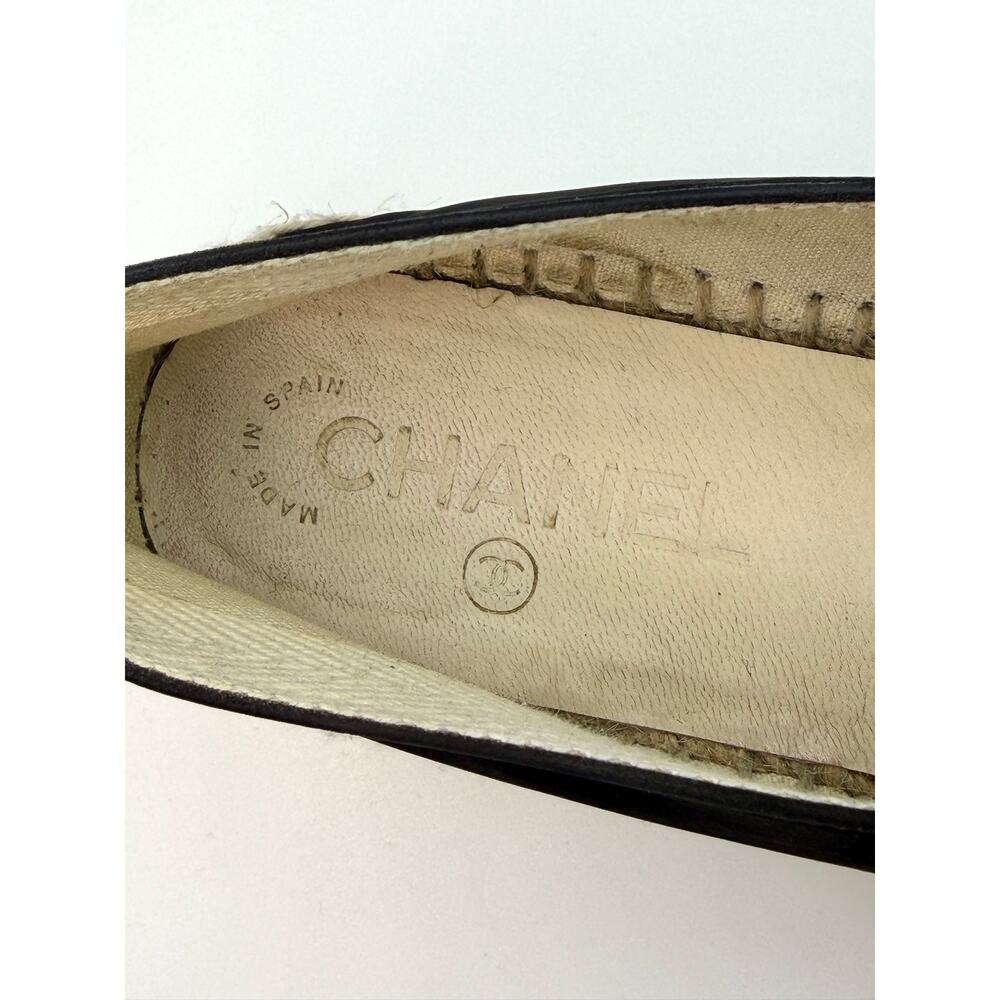 Chanel Interlocking CC Logo Camellia Espadrilles Black Suede Size 39 / 9 - Picture 11 of 16